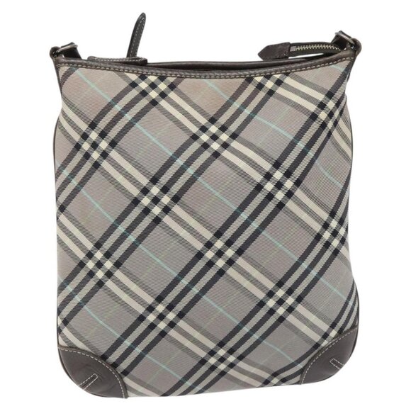 BURBERRY Nova Check Blue Label Shoulder Bag Nylon Gray Auth 114736 - Picture 2 of 15